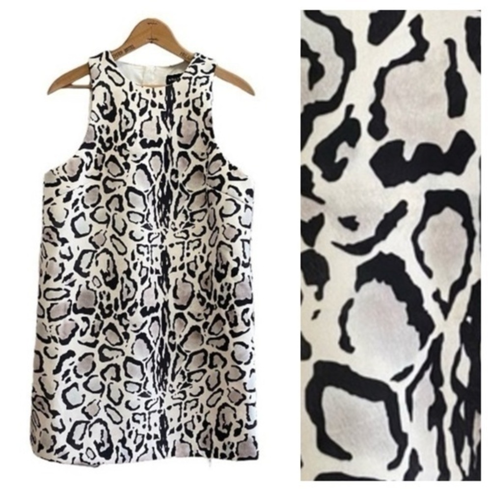 Revolve Stylestalker White Black Ocelot Leopard Animal Print Shift Dress Small